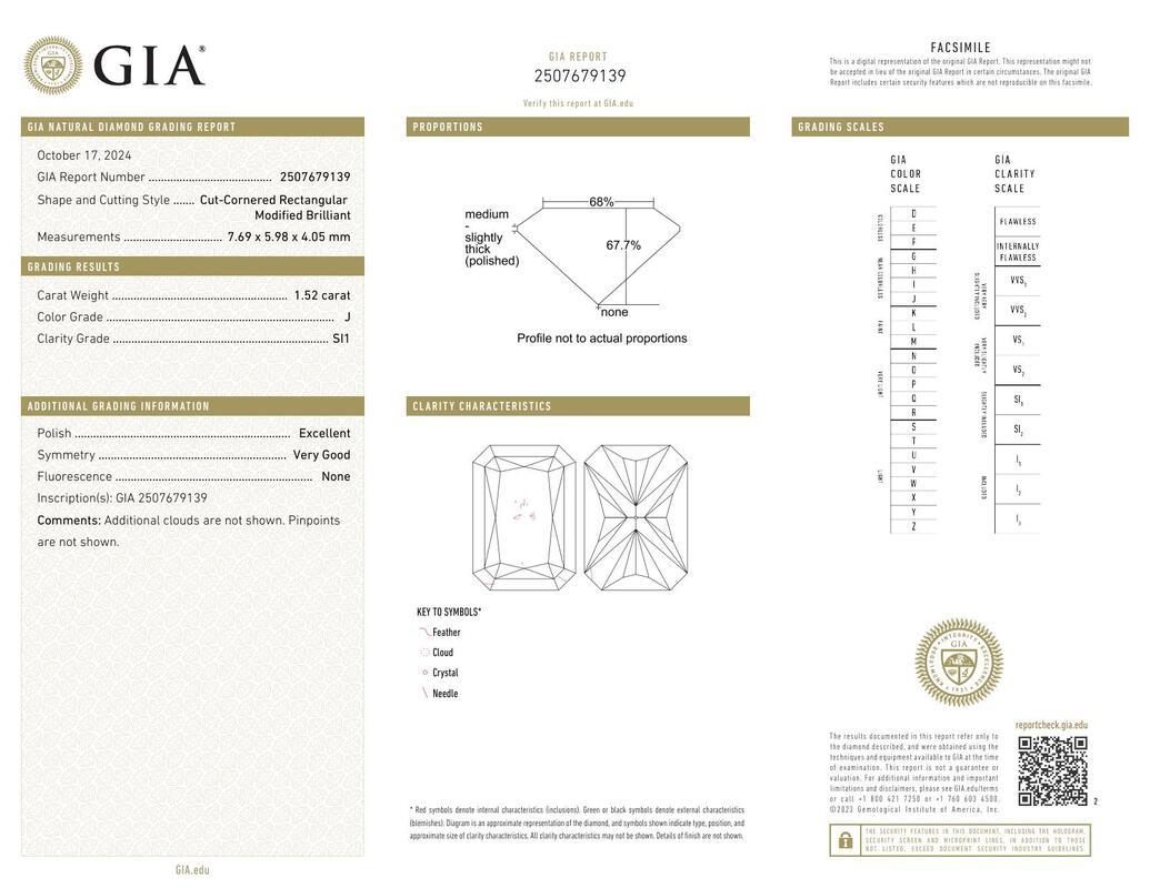 Contemporain Bague à diamant radiant certifié GIA 1,52 carat Trellis Vine Cluster en vente