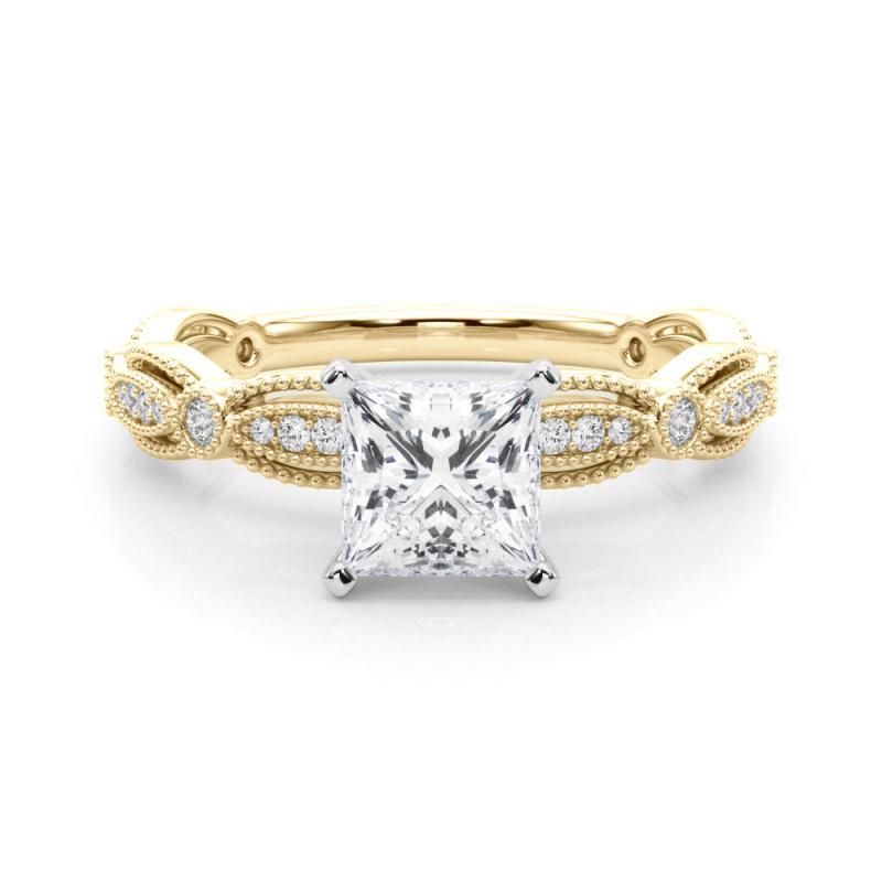 GIA zertifiziert 1,52 Karat Vintage Princess Milgrain Band Diamantring