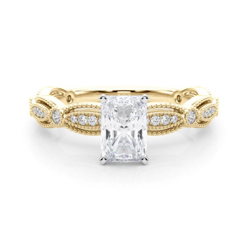 GIA Certified 1.52 Carat Vintage Radiant Milgrain Band Diamond Ring
