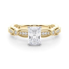 GIA Certified 1.52 Carat Vintage Radiant Milgrain Band Diamond Ring