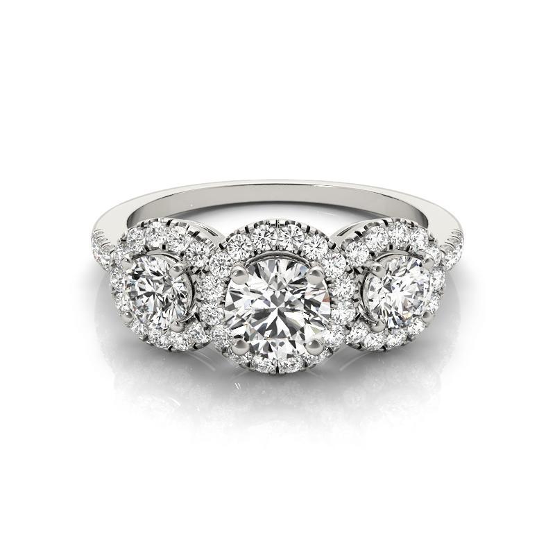 GIA Certified 1.52 Carat Vintage Round Halo Cluster White Gold Diamond Ring