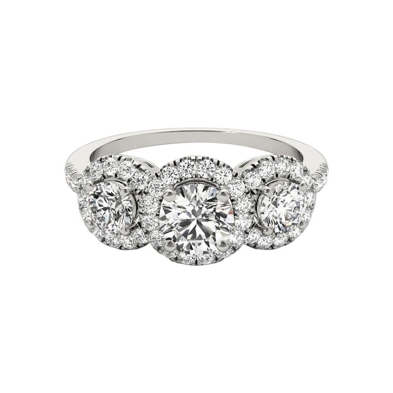 GIA Certified 1.52 Carat Vintage Round Halo Cluster White Gold Diamond Ring