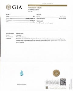 Natural Blue Mozambique Paraiba Tourmaline Gemstone 1.52 carats with GIA Report