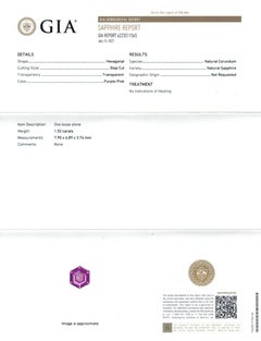 Unheated Purple Pink Sapphire Stone 1.52 cts in Platinum Ring w Dia / GIA Report