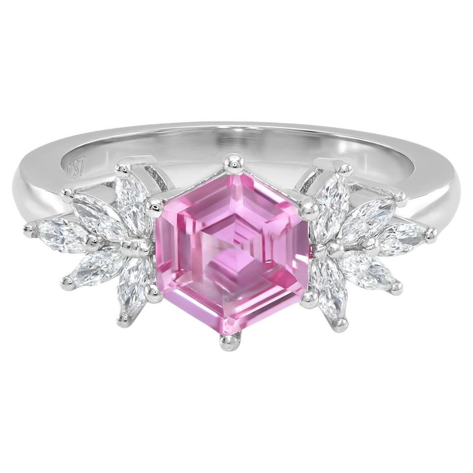 Platinring mit GIA-zertifizierten 1,52 Karat lila rosa Saphiren und Diamanten in Platin gefasst