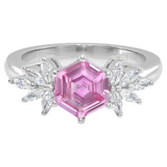 Platinring mit GIA-zertifizierten 1,52 Karat lila rosa Saphiren und Diamanten in Platin gefasst