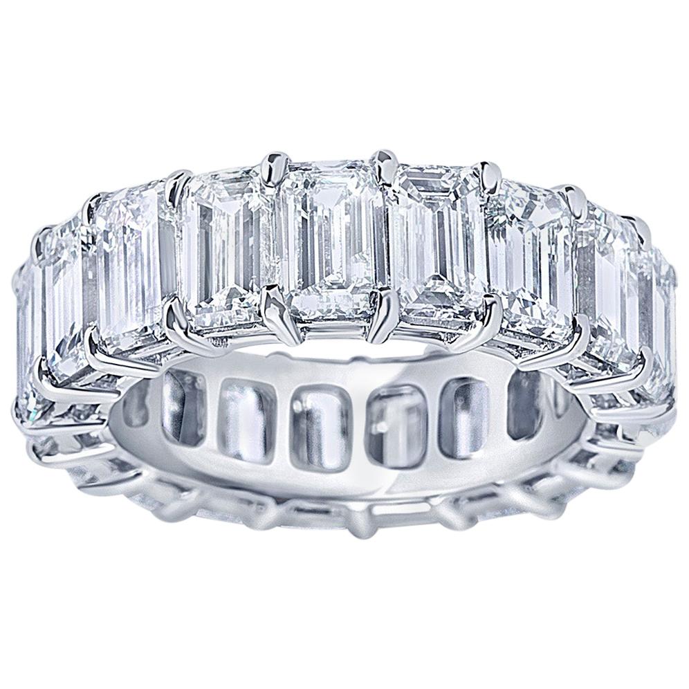 GIA-zertifizierter 15,25 Karat Diamant-Eternity-Ring mit Smaragdschliff