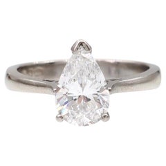 GIA certified 1.52ct pear shape diamond solitaire engagement ring in platinum