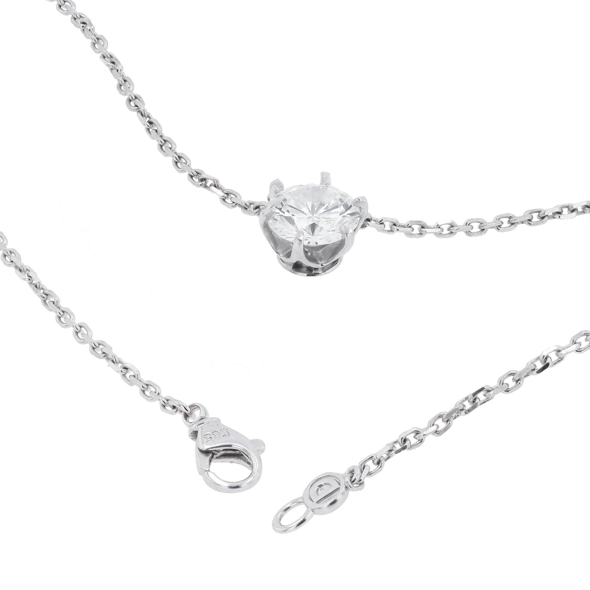 Contemporain Collier solitaire en diamants ronds de 1,53 carat certifiés GIA E/VS2 en vente