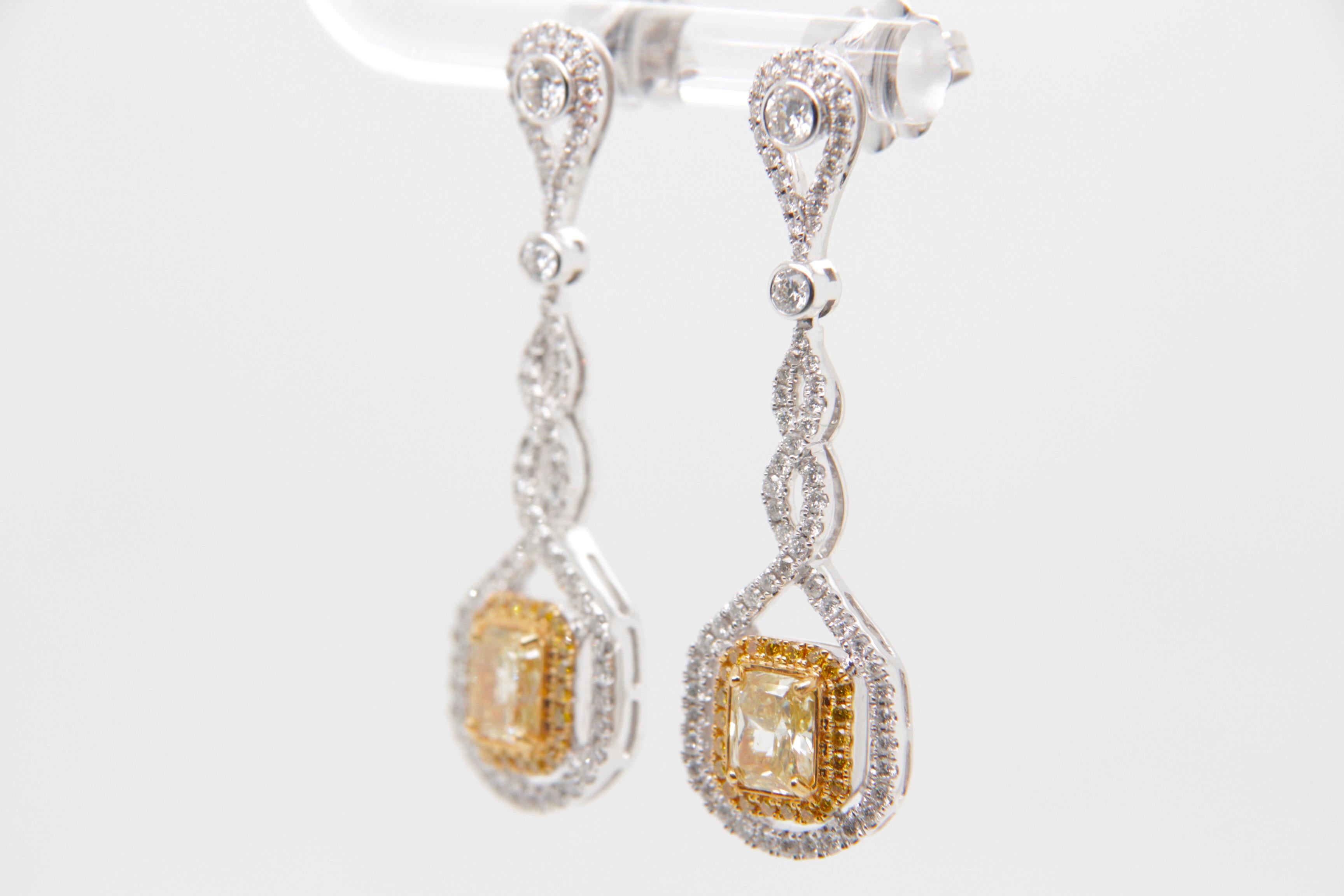 Introducing a magnificent creation from Rewa Jewelry, these diamond earrings are a testament to the brand's commitment to exquisite craftsmanship and timeless beauty.

At the heart of these earrings are two radiant diamonds, totaling 1.53 carats.