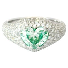 GIA Certified 1.53 Carat Light Green Yellow SI2 Clarity Diamond Ring