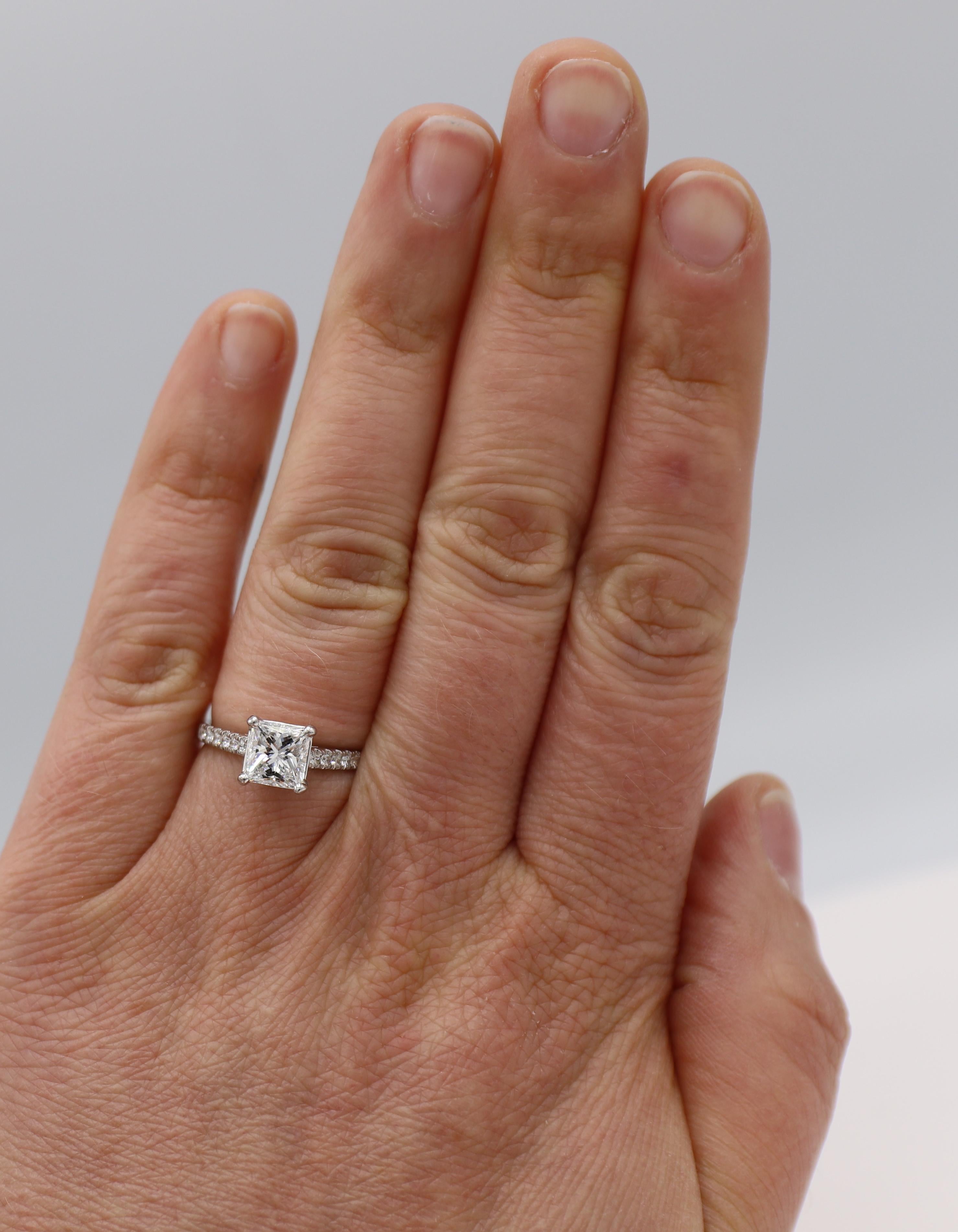 Modern GIA Certified 1.53 Carat Natural Princess Cut D VS2 Diamond Engagement Ring  For Sale
