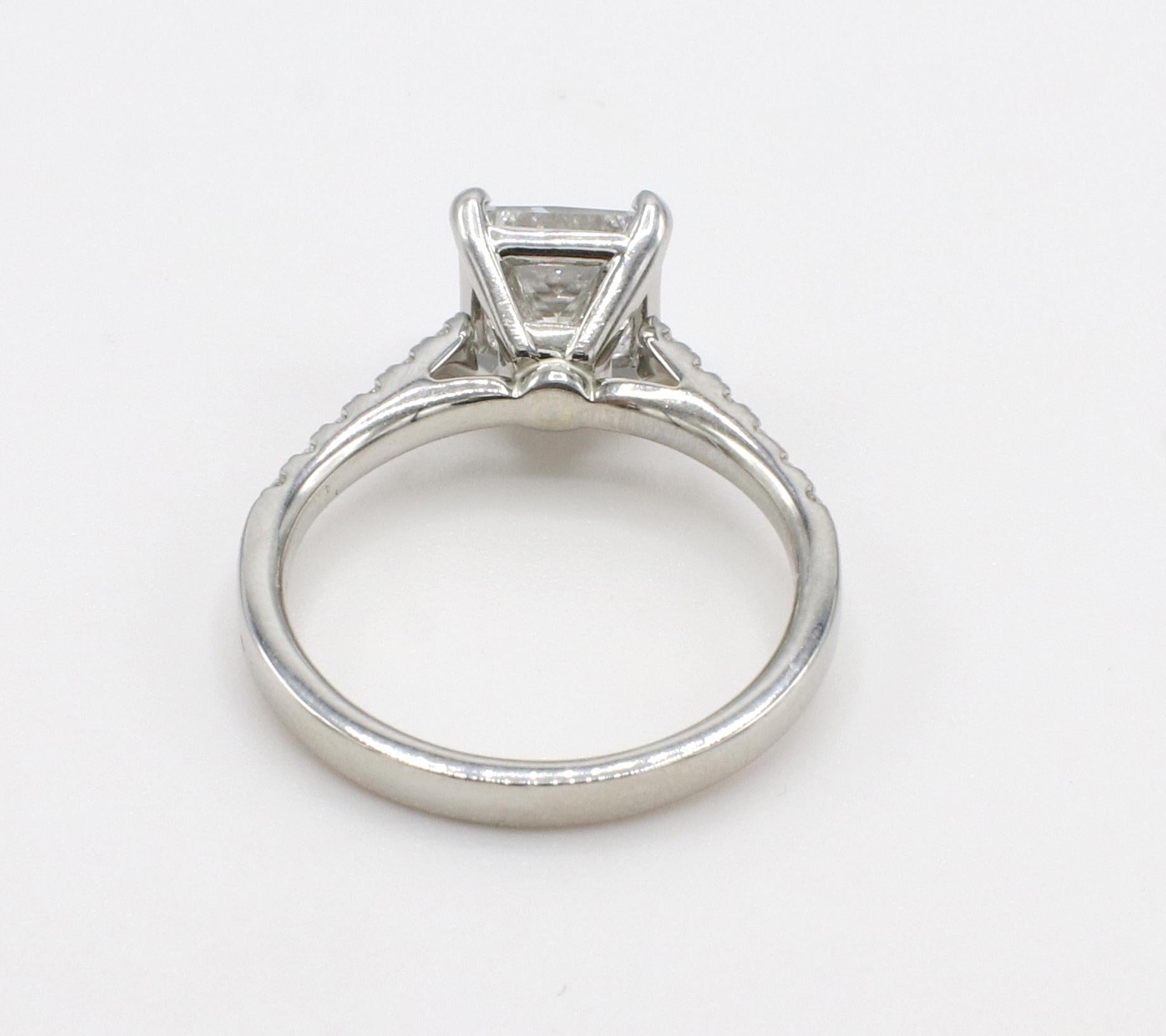 Women's GIA Certified 1.53 Carat Natural Princess Cut D VS2 Diamond Engagement Ring  For Sale