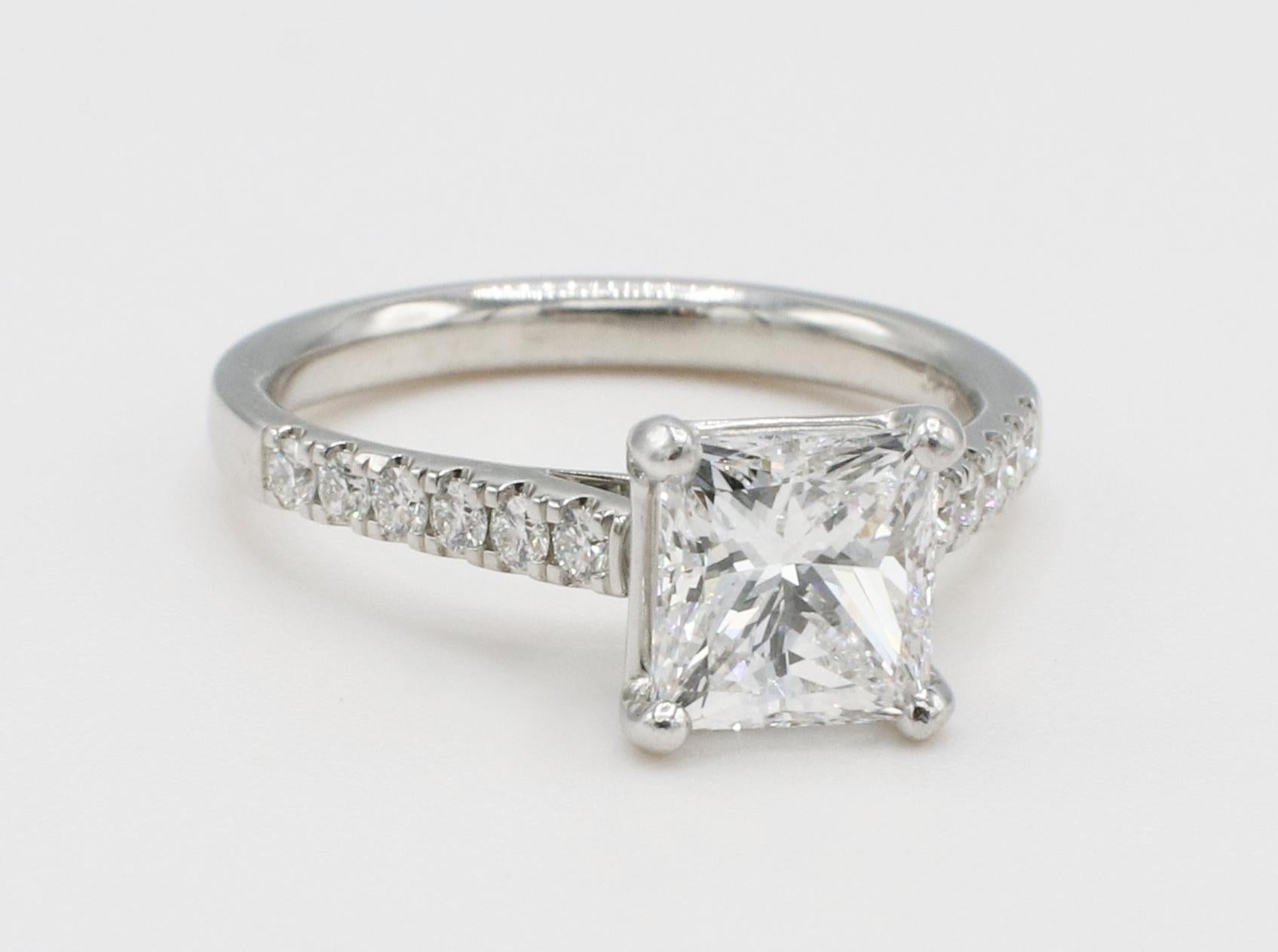 GIA Certified 1.53 Carat Natural Princess Cut D VS2 Diamond Engagement Ring  For Sale 1