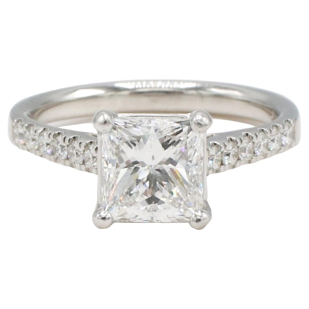 GIA Certified 1.53 Carat Natural Princess Cut D VS2 Diamond Engagement Ring  For Sale