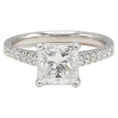 GIA Certified 1.53 Carat Natural Princess Cut D VS2 Diamond Engagement Ring 