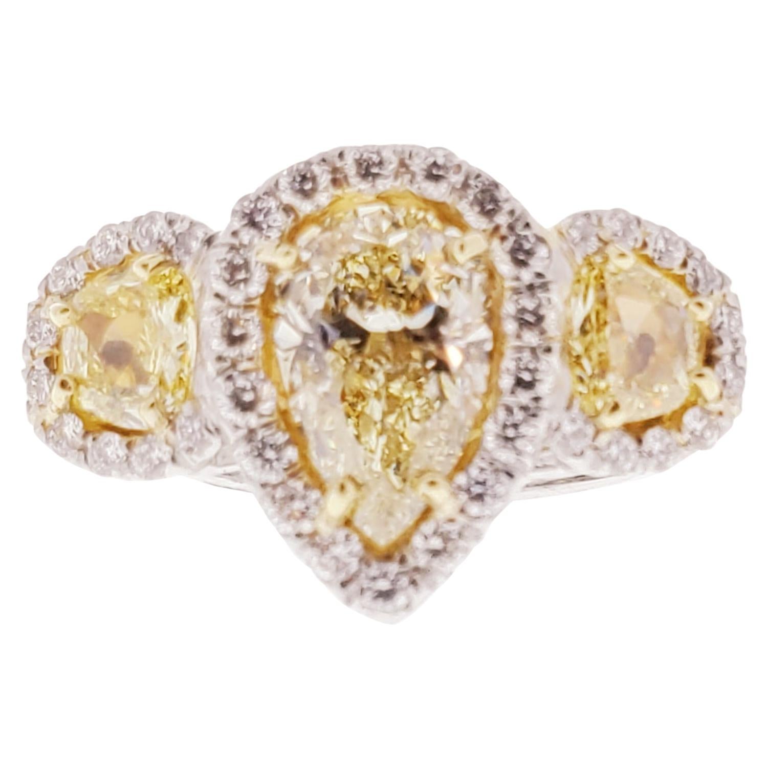 GIA Certified 1.53 Carat Natural Yellow Diamond Ring in Platinum