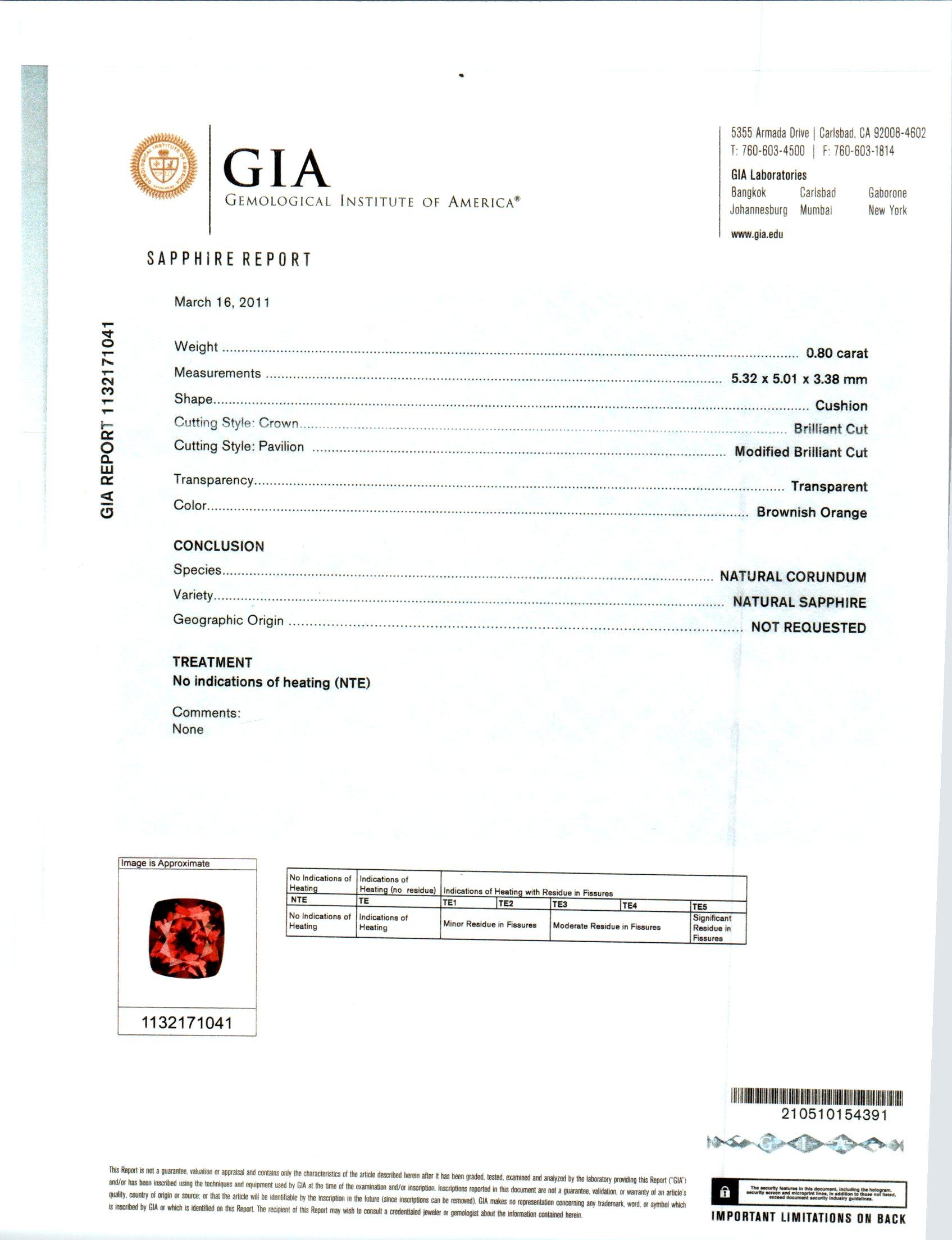 GIA Certified 1.53 Carat Orange Sapphire Diamond Platinum Dangle Earrings For Sale 2