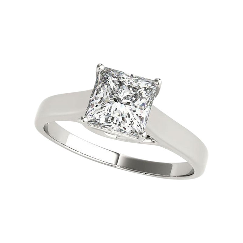 GIA Certified 1.53 Carat Princess Solitaire Trellis Prong Platinum Diamond Ring