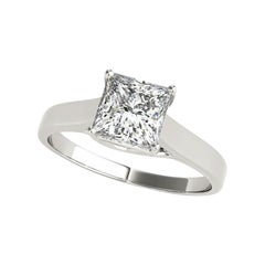 GIA Certified 1.53 Carat Princess Solitaire Trellis Prong Platinum Diamond Ring