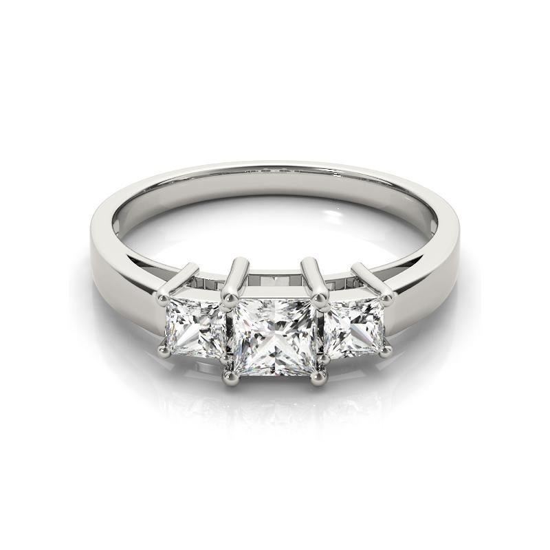 GIA Certified 1.53 Carat Princess Three-Stone Anniversary Diamond Ring (bague d'anniversaire à trois pierres)