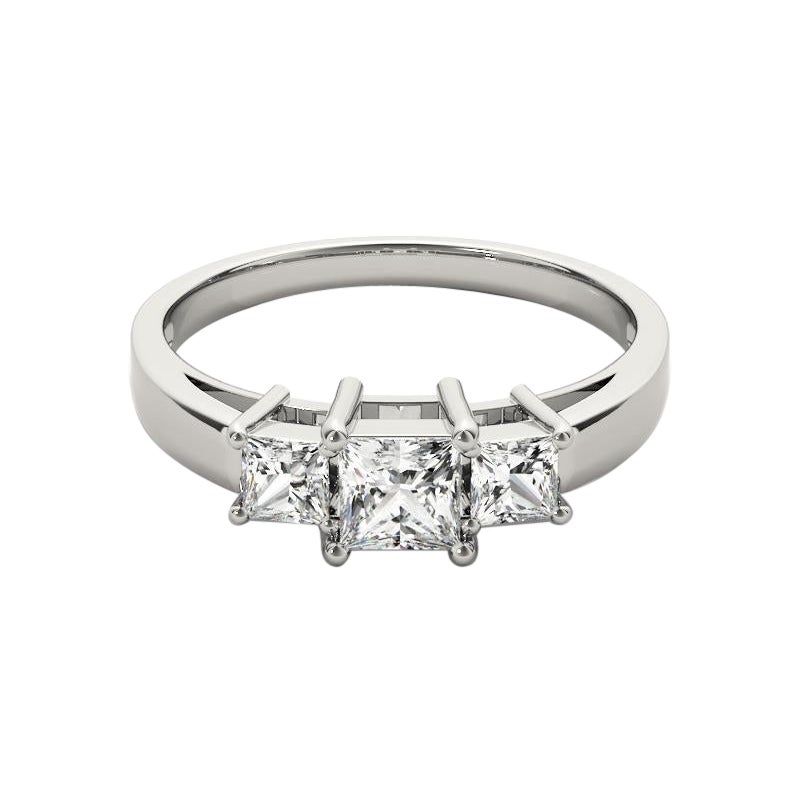 GIA Certified 1.53 Carat Princess Three-Stone Anniversary Diamond Ring