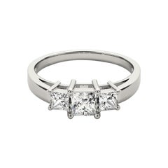 GIA Certified 1.53 Carat Princess Three-Stone Anniversary Diamond Ring