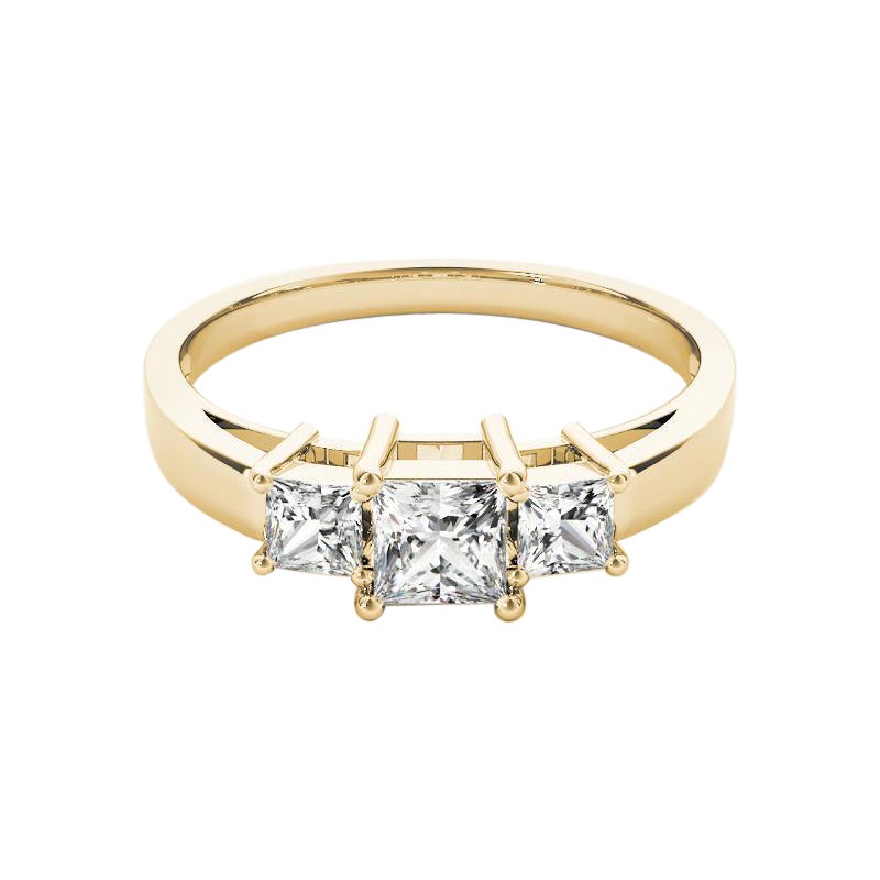 Anillo de diamantes de aniversario de tres piedras, princesa, certificado por GIA, de 1,53 quilates