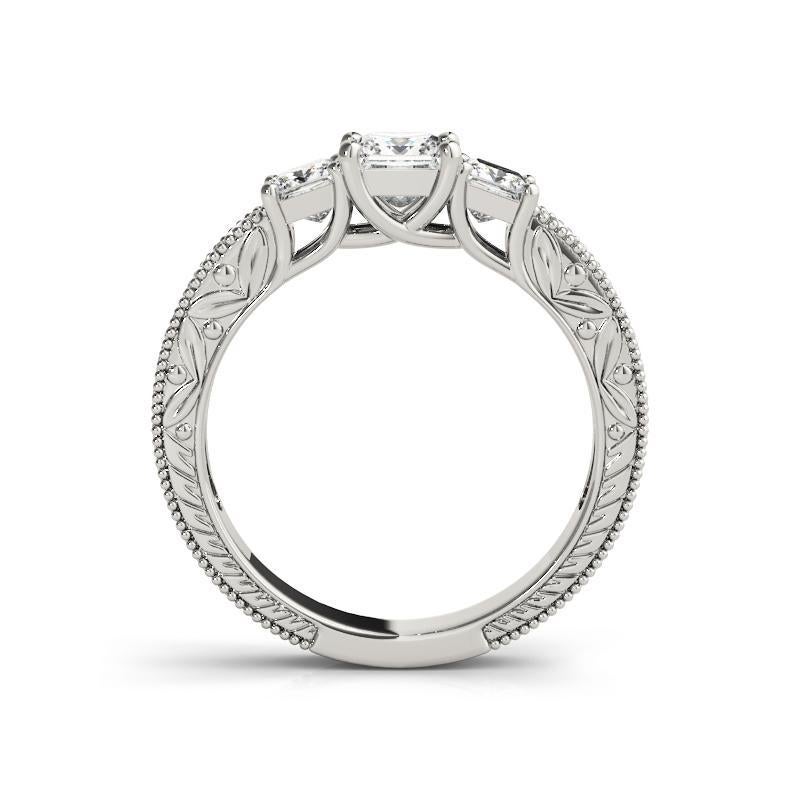 GIA-zertifiziert 1,53 Karat Drei-Stein-Prinzessin Low-Profile-Platin-Diamant-Ring (Carréschliff) im Angebot