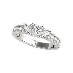 GIA-zertifiziert 1,53 Karat Drei-Stein-Prinzessin Low-Profile-Platin-Diamant-Ring
