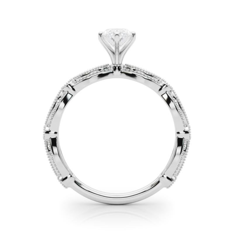 Taglio marquise Anello con diamante in platino certificato GIA da 1,53 carati con fascia a grana grossa vintage in vendita