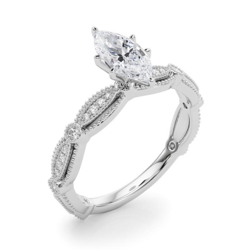 Anello con diamante in platino certificato GIA da 1,53 carati con fascia a grana grossa vintage In condizioni Nuovo in vendita a New York, NY