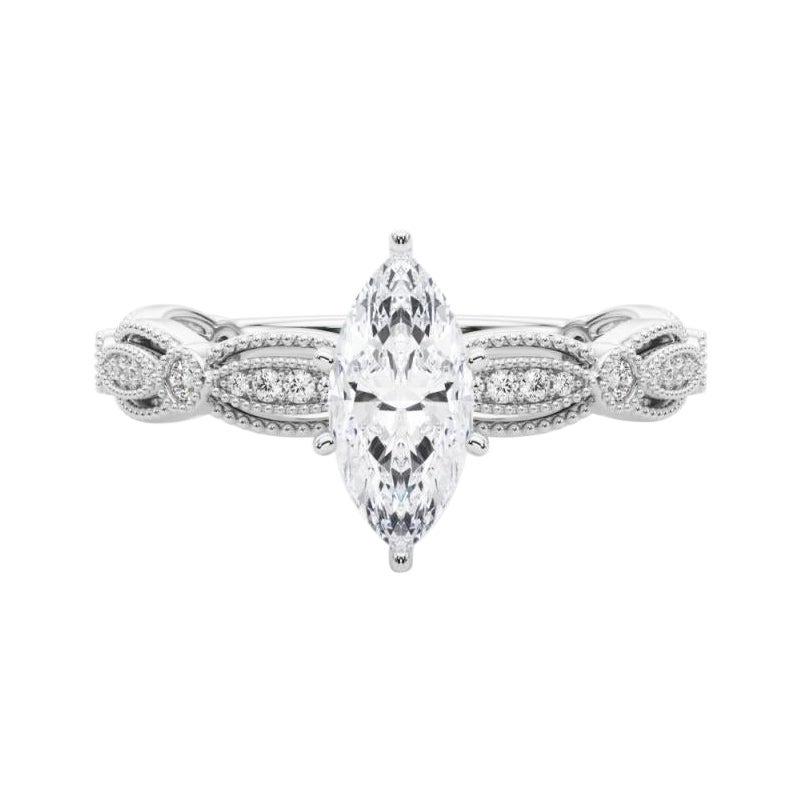 Anello con diamante in platino certificato GIA da 1,53 carati con fascia a grana grossa vintage in vendita