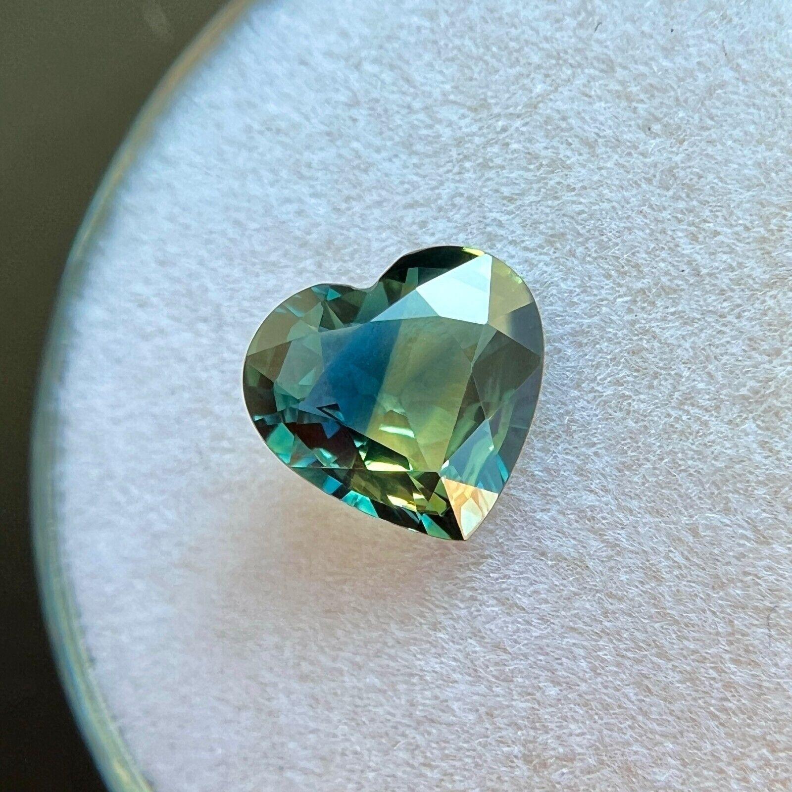 GIA Certified 1.53ct Bi Colour Australian Untreated Sapphire Yellow Blue Heart en vente 1
