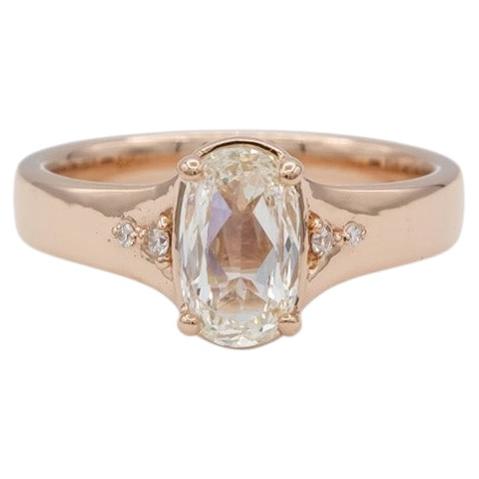 Anillo solitario con diamante de talla cojín alargada de 1,53 ct, certificado por el GIA, en oro rosa de 14k