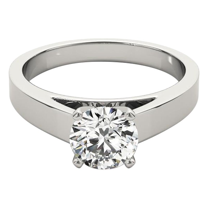 Bague solitaire à diamant cathédrale classique certifié GIA de 1,53 ct de diamant rond