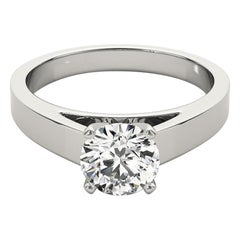 Bague solitaire à diamant cathédrale classique certifié GIA de 1,53 ct de diamant rond