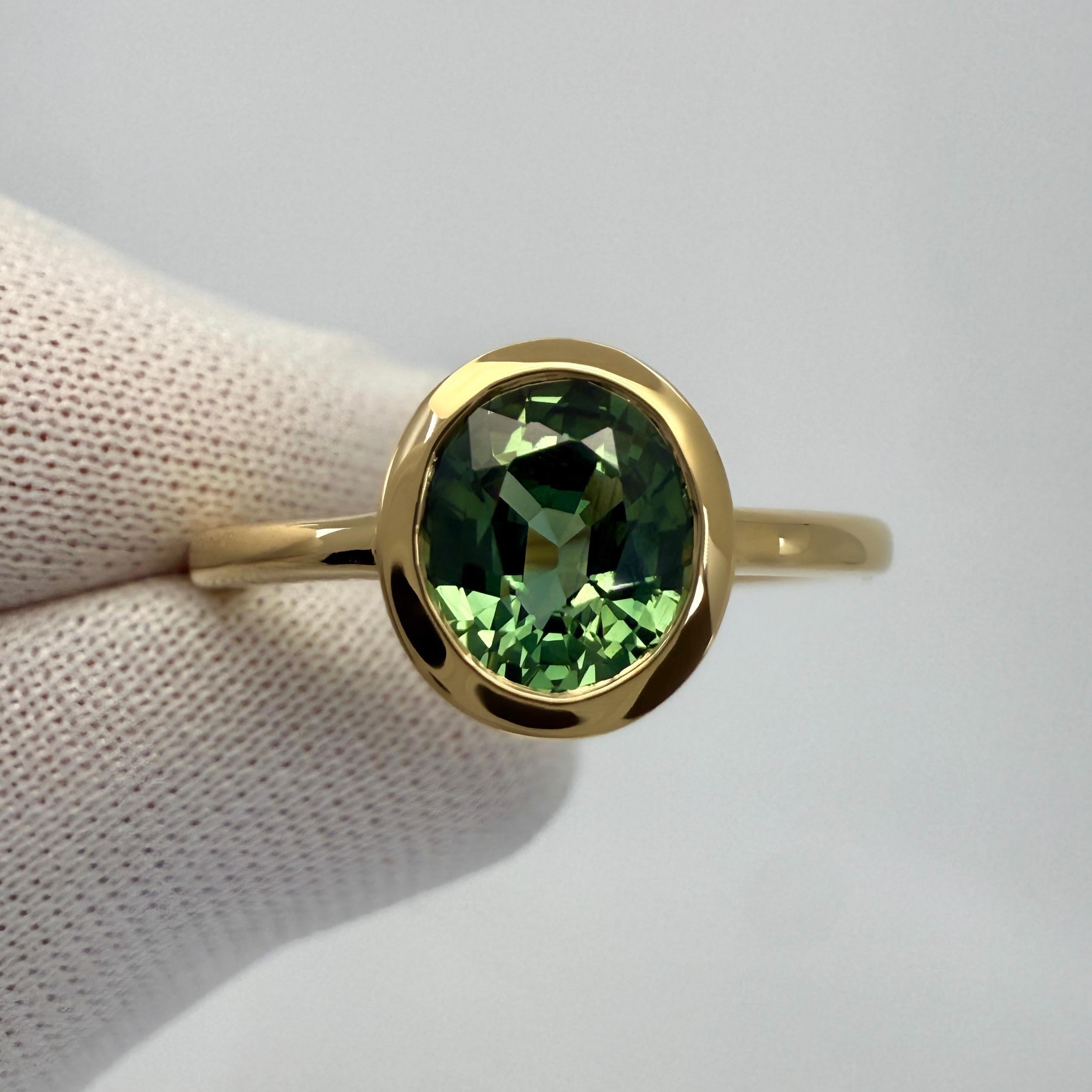 Oval Cut GIA Certified 1.53ct Thailand Sapphire Oval 18k Yellow Gold Solitaire Bezel Ring