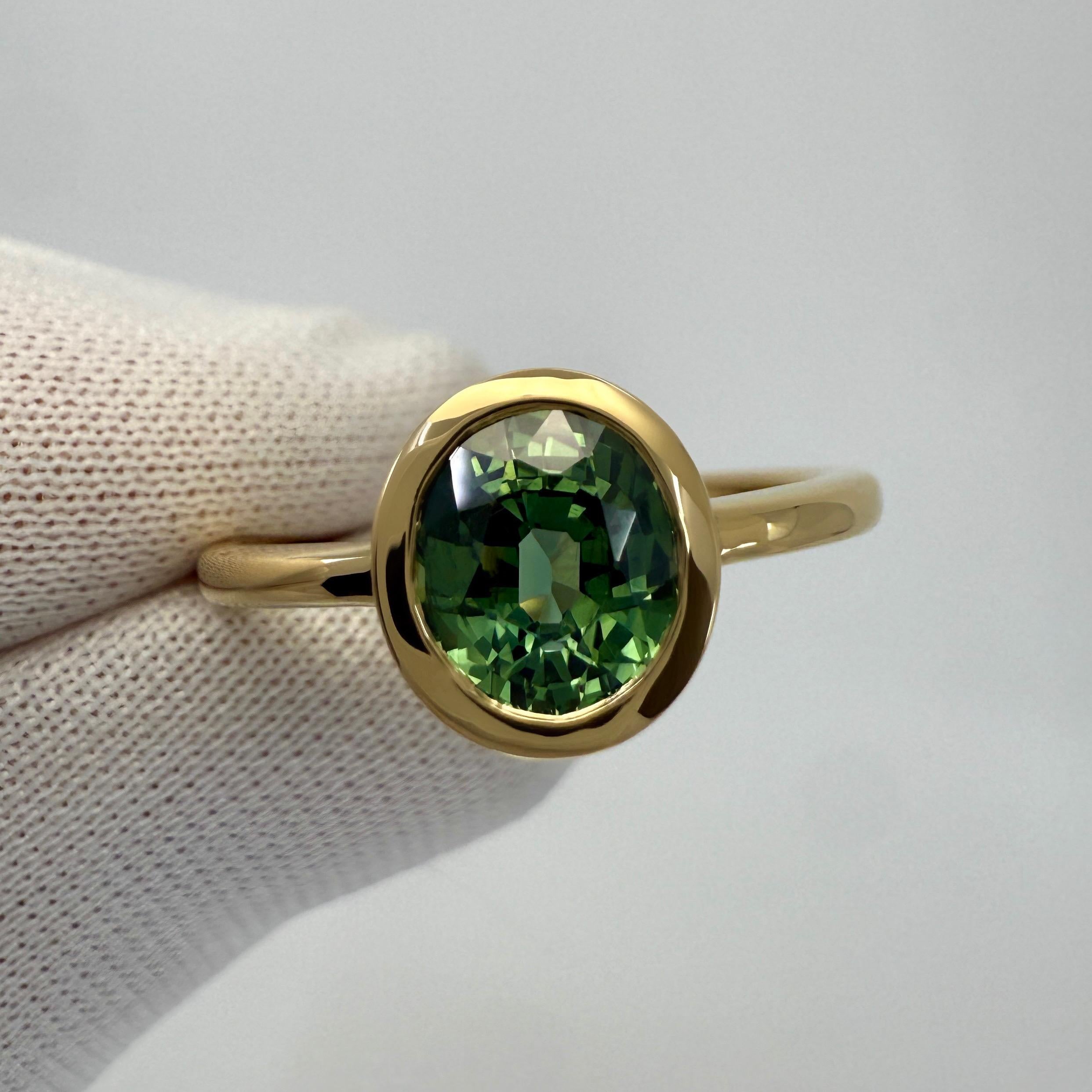 Women's or Men's GIA Certified 1.53ct Thailand Sapphire Oval 18k Yellow Gold Solitaire Bezel Ring