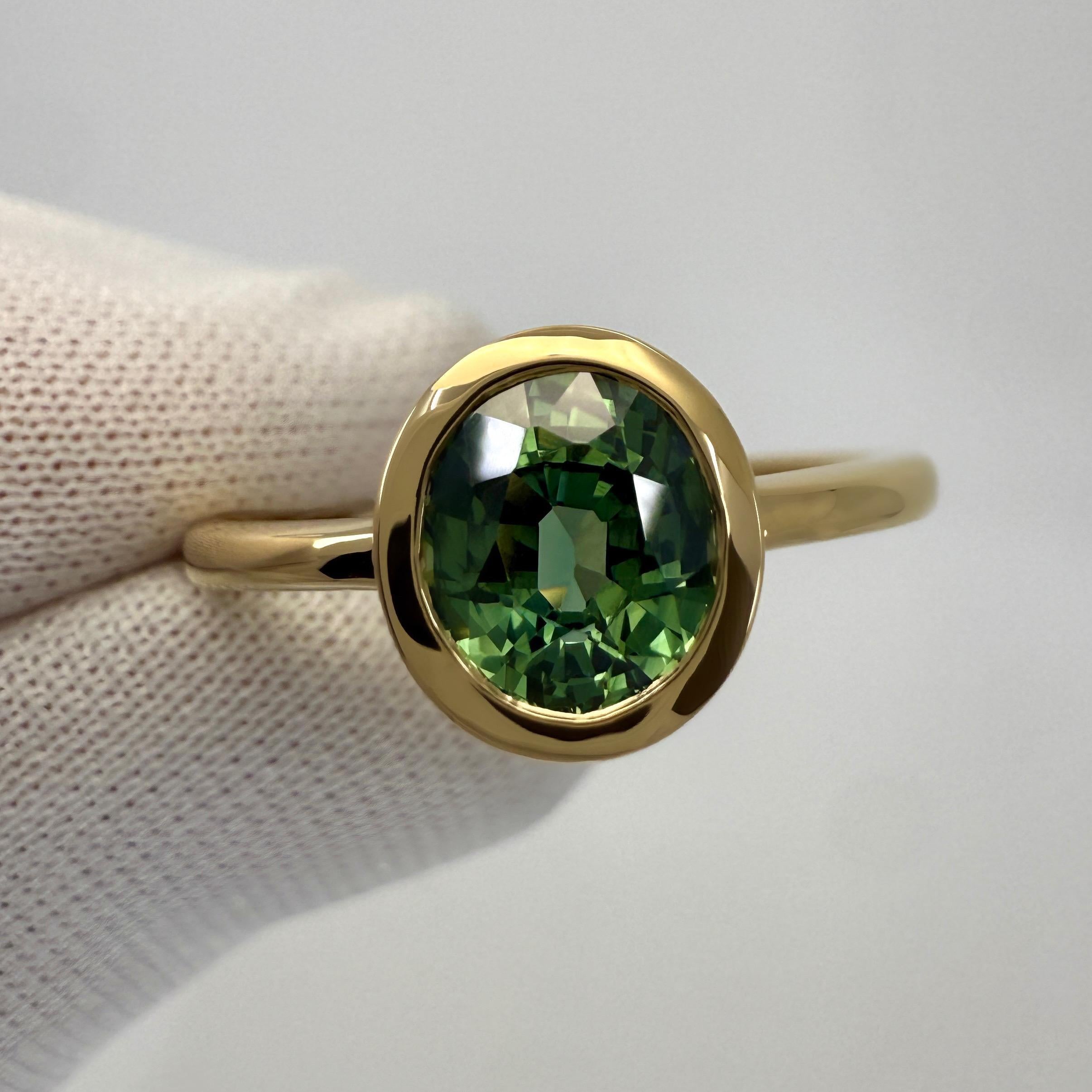 GIA Certified 1.53ct Thailand Sapphire Oval 18k Yellow Gold Solitaire Bezel Ring 2