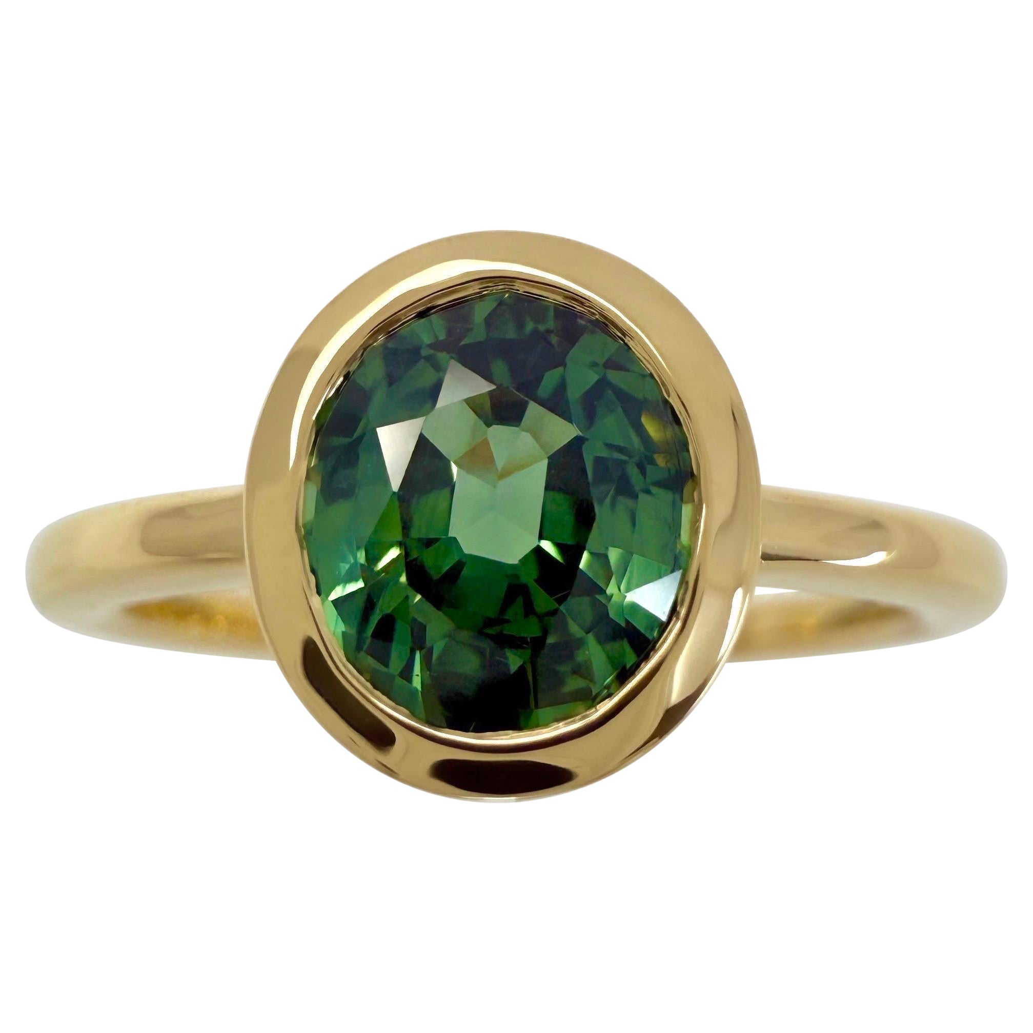 GIA Certified 1.53ct Thailand Sapphire Oval 18k Yellow Gold Solitaire Bezel Ring