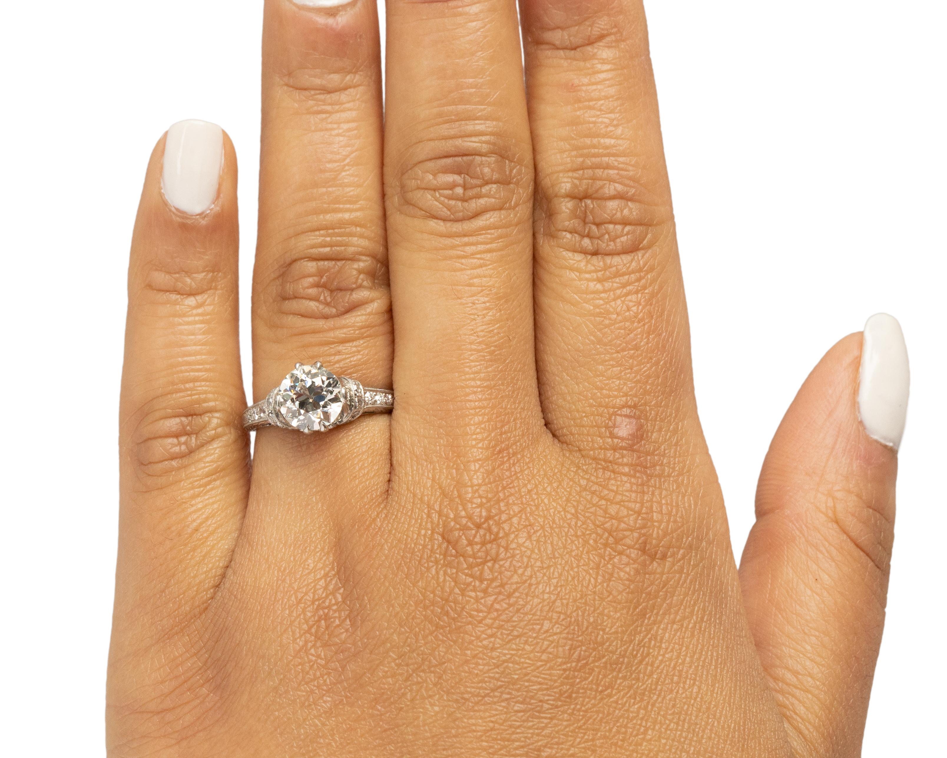 Old European Cut GIA Certified 1.54 Carat Art Deco Diamond Platinum Engagement Ring, VEG#2057 For Sale