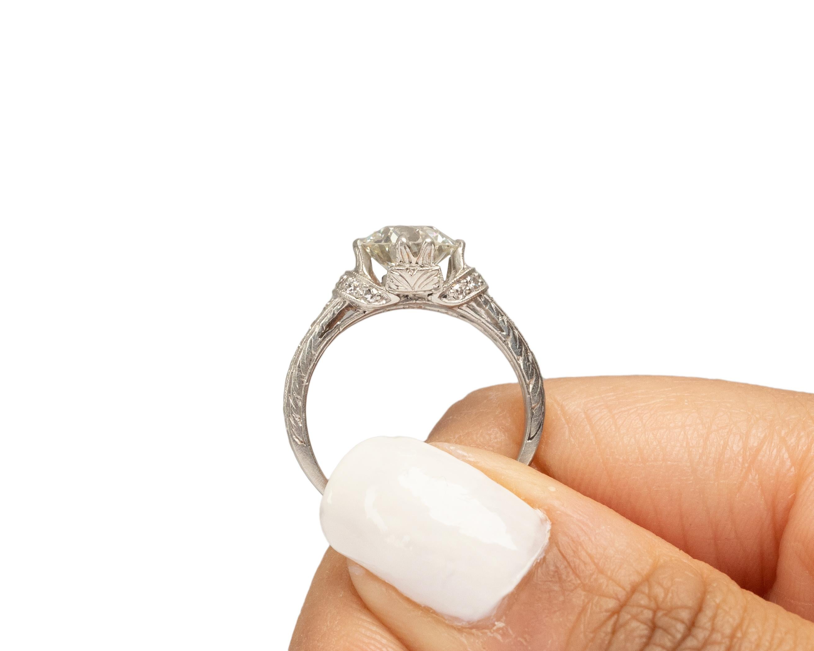 GIA Certified 1.54 Carat Art Deco Diamond Platinum Engagement Ring, VEG#2057 For Sale 1