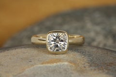 GIA Certified 1.54 Carat Cushion Lab Grown Diamond Bezel Engagement Ring