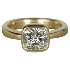GIA Certified 1.54 Carat Cushion Lab Grown Diamond Bezel Engagement Ring