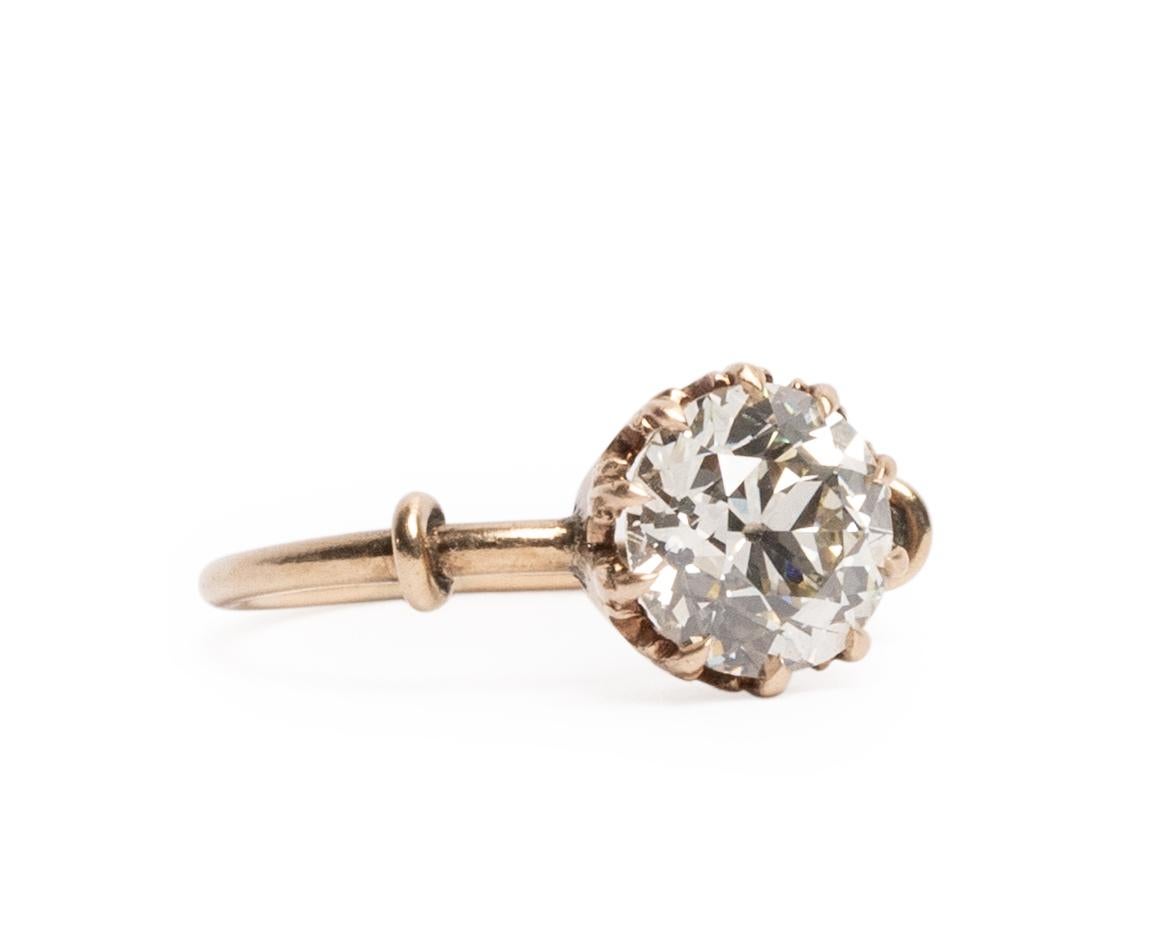 Edwardian GIA Certified 1.54 Carat Diamond Yellow Gold Engagement Ring