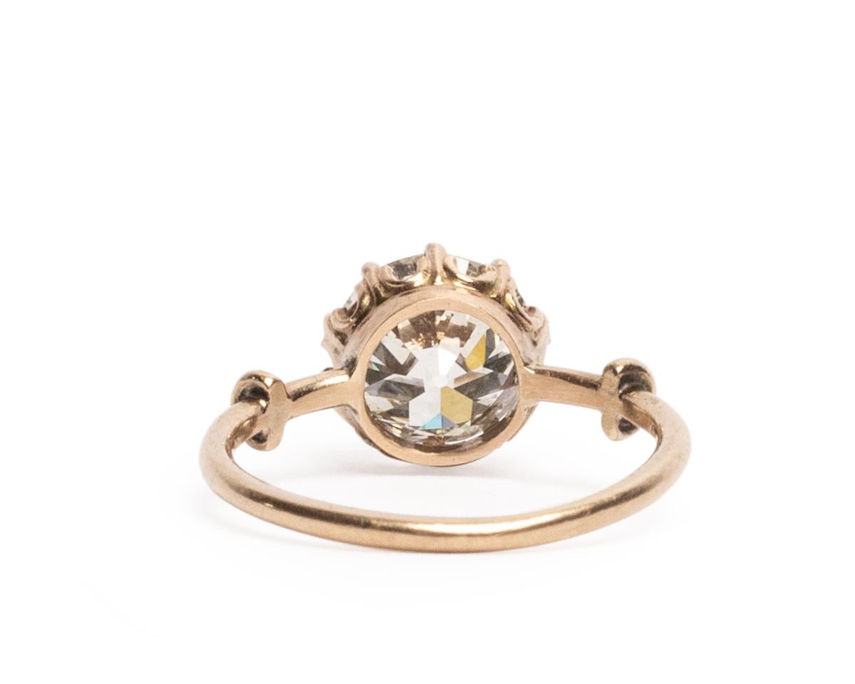 Old European Cut GIA Certified 1.54 Carat Diamond Yellow Gold Engagement Ring For Sale
