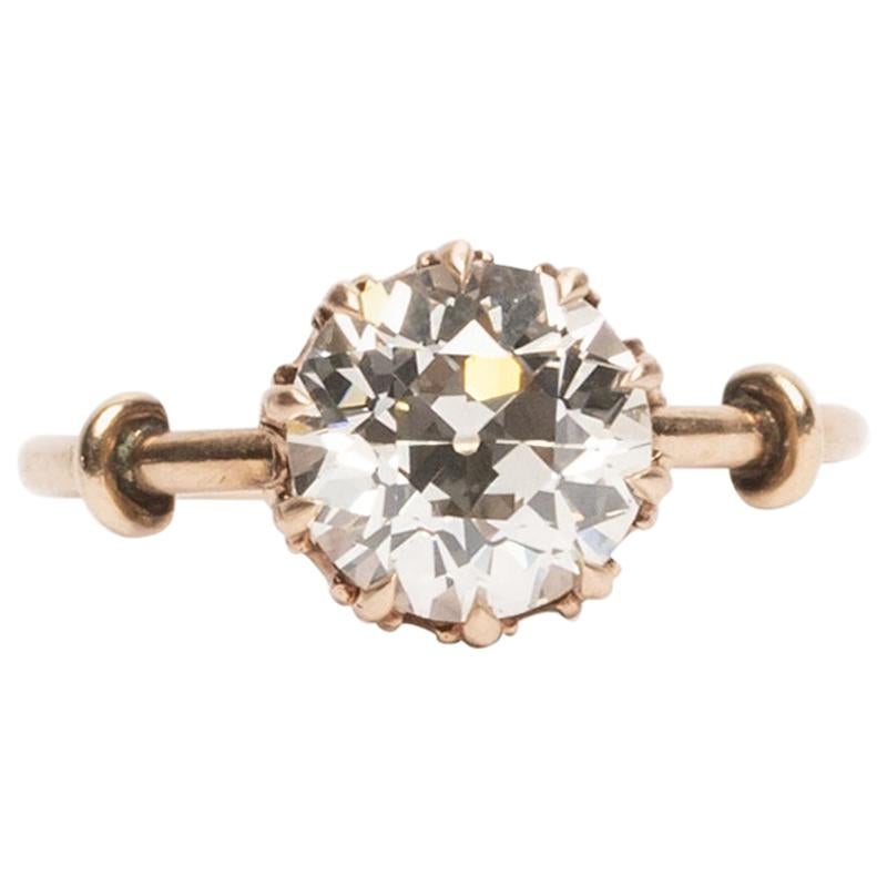 GIA Certified 1.54 Carat Diamond Yellow Gold Engagement Ring