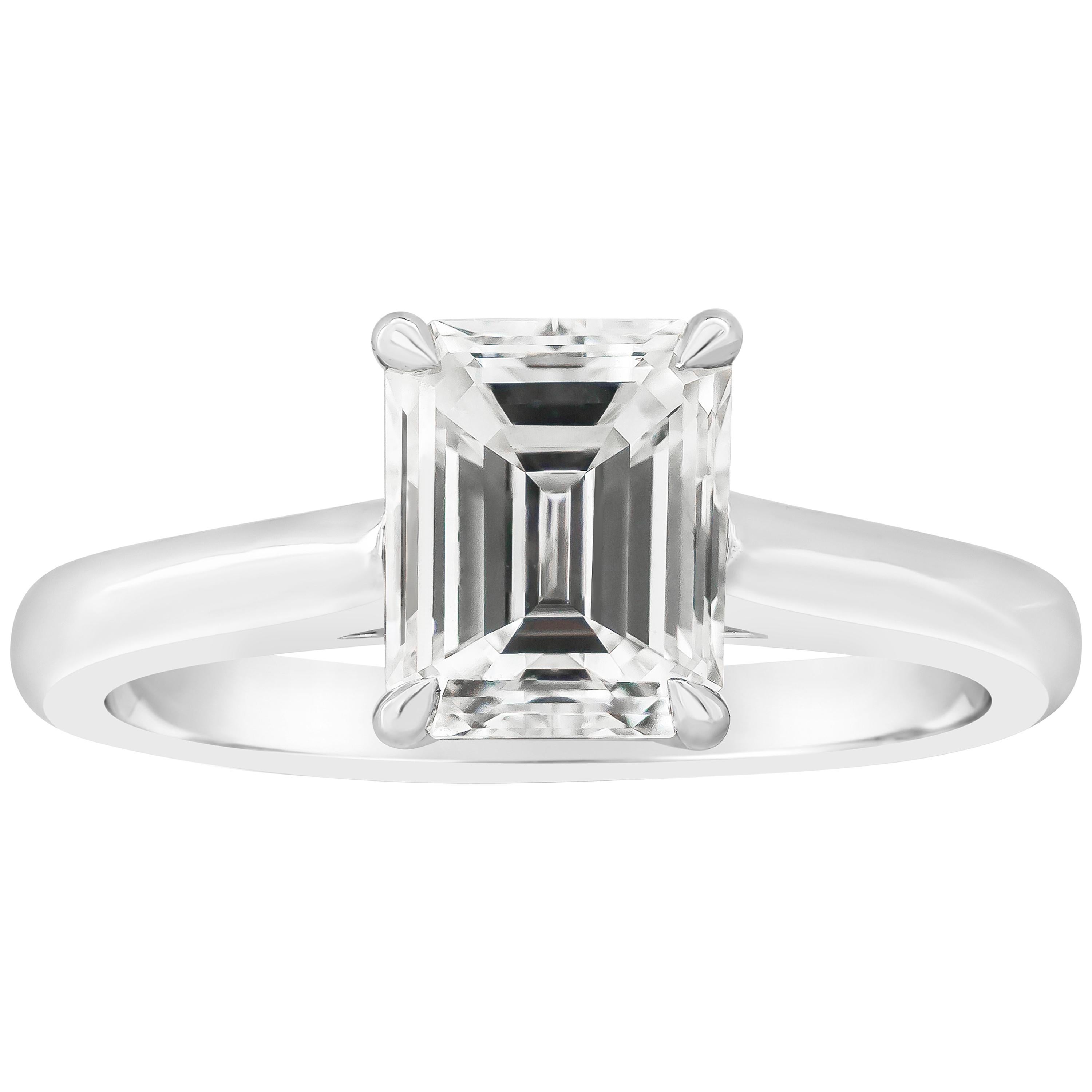 GIA Certified 1.54 Carat Emerald Cut Diamond Solitaire Engagement Ring