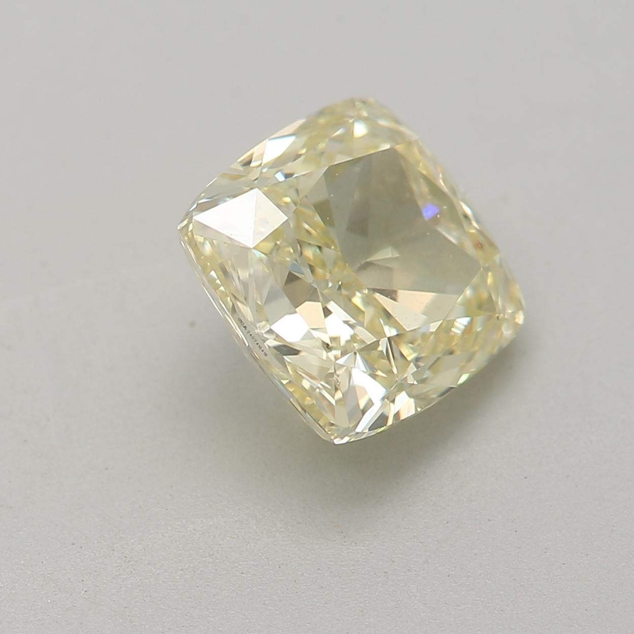 Certificate: GIA
Report Number: 2407416418
Shape And Cut: Cushion
Carat Weight: 1.54 carat
Measurements: 6.45x6.27x4.16 mm
Color Grade: Fancy Light Yellow

FEATURES OF THE DIAMOND:

Our fancy light yellow diamond is characterized by its delicate,
